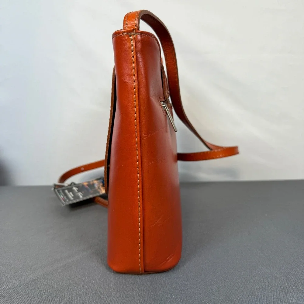 Italian Vera‎ Pelle Brown Leather Crossbody Bag Purse Magnetic Flap Closure - Picture 2 of 15